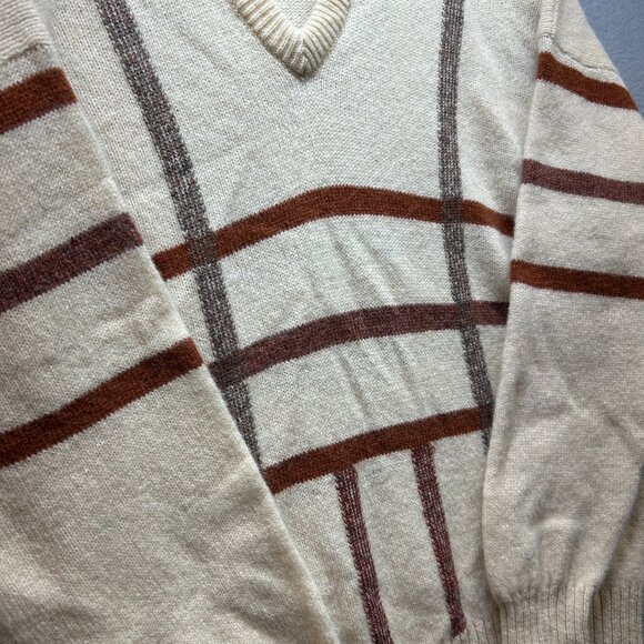 Vintage Sweater Mens XL Shetland Wool V Neck Made England 90s Layering Granola - Picture 2 of 16